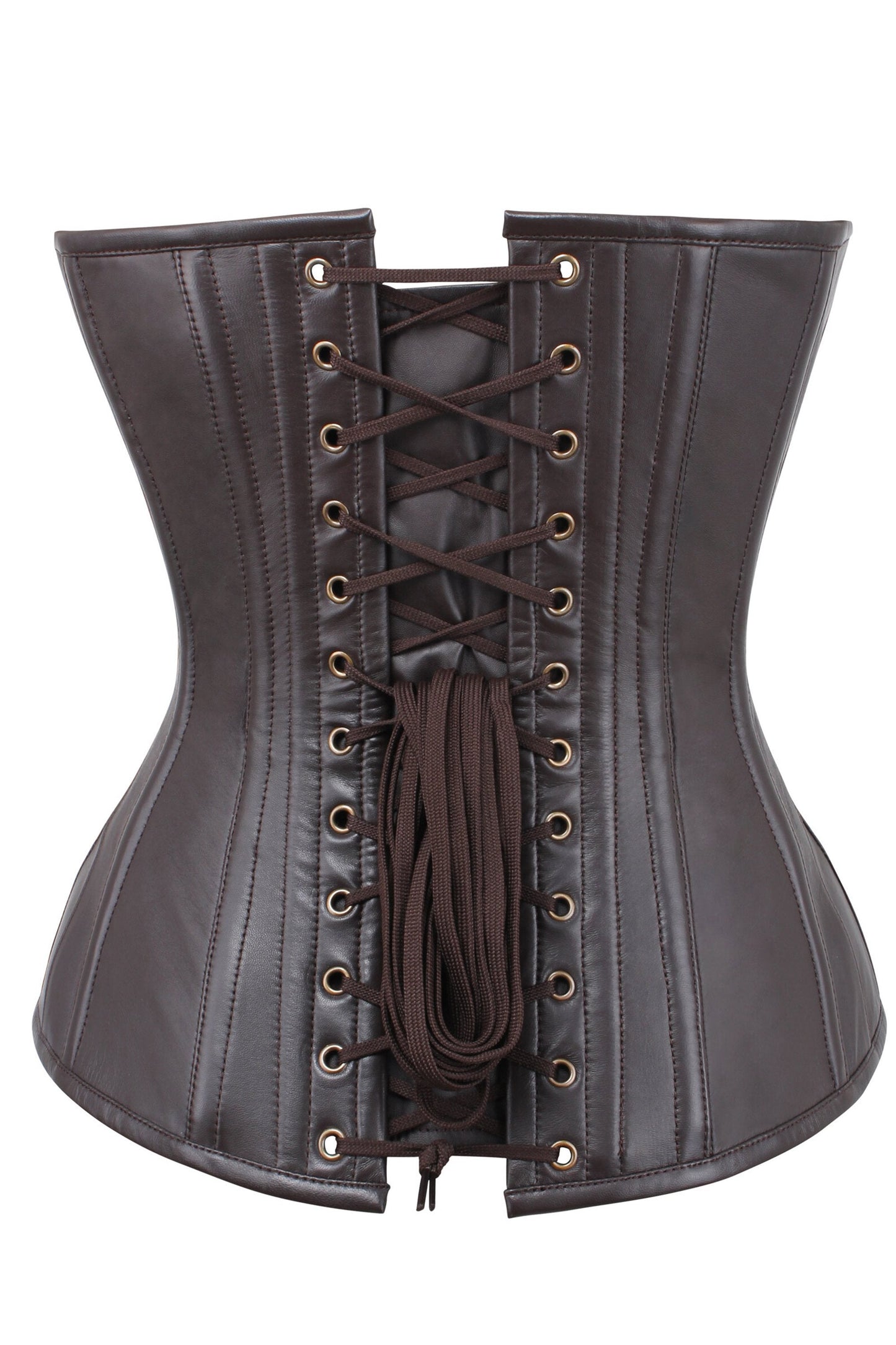 Pasek Brown Sheep Nappa Leather Steampunk Overbust Corset