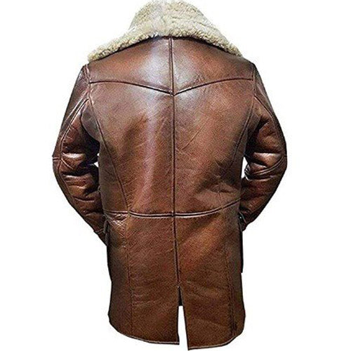 Bane Coat Brown Genuine Leather Coat Faux Shearling Costume
