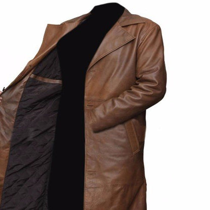 Batman Vs Superman Genuine Brown Leather Trench Coat