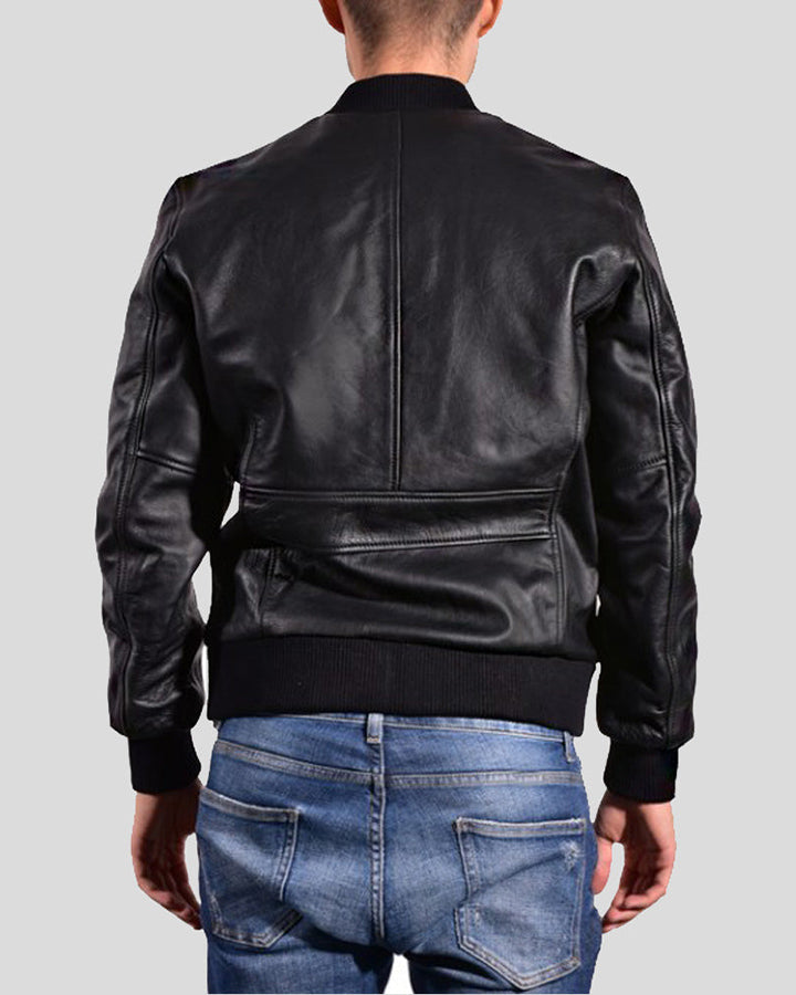 Bran Black Bomber Leather Jacket
