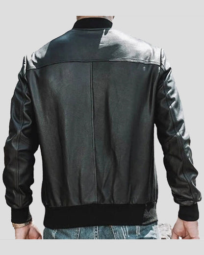 Fritz Black Bomber Leather Jacket
