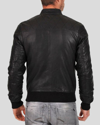 Jero Black Bomber Lambskin Leather Jacket