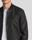 Porf Black Bomber Leather Jacket