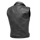Black Mens Motorcycle Leather Vest - Wiseleather