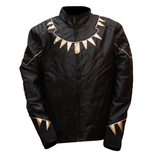 Black Panther Black & Gold Faux Leather Jacket