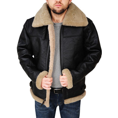 Black Sheepskin Leather Jacket