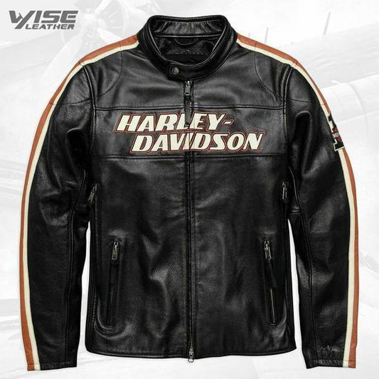 Black Harley Davidson Cowhide Leather Biker Jacket