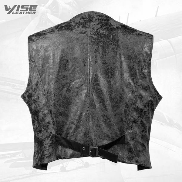 Black Victorian Steampunk Gothic Retro Wind Leather Cowboy Vest - Wiseleather