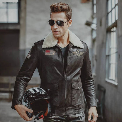 Aaron Real Leather Air Force Flight Jacket