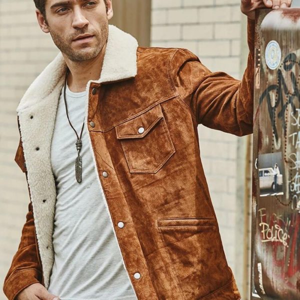 Brown Warm Bomber Flight Aviator Jacket-wiseleather 