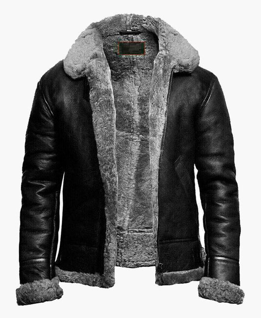 Classic B3 Bomber Leather Jacket with Fur