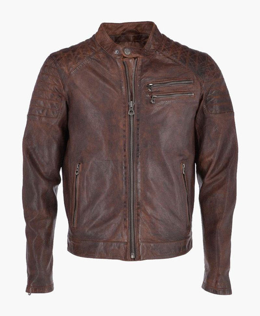 Branded Leather Biker Jacket for Men