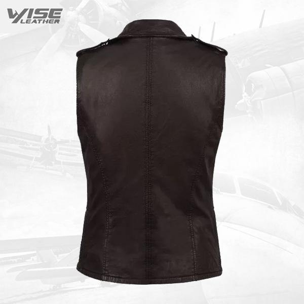 Brown Genuine Leather Biker Vest - Wiseleather
