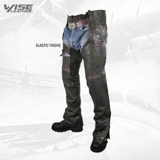Leather Motorcycle Chaps - Retro Chaps Comfort and Style