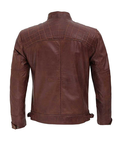 Distressed Brown Leather Jacket for Men - Premium Lambskin Leather - Wiseleather