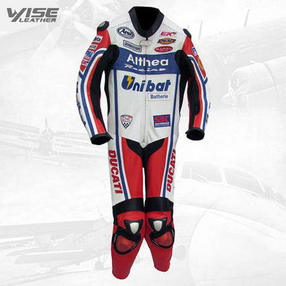 CARLOS CHECA ALTHEA RACING DUCATI MOTORCYCLE RACE LEATHER SUIT - Wiseleather