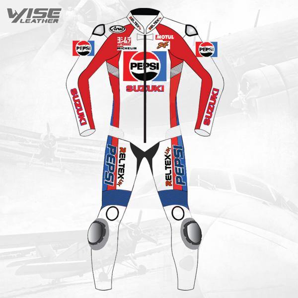 CLASSIC PEPSI SUZUKI LIMITED EDITION MOTORCYCLE RACE LEATHER SUIT - Wiseleather