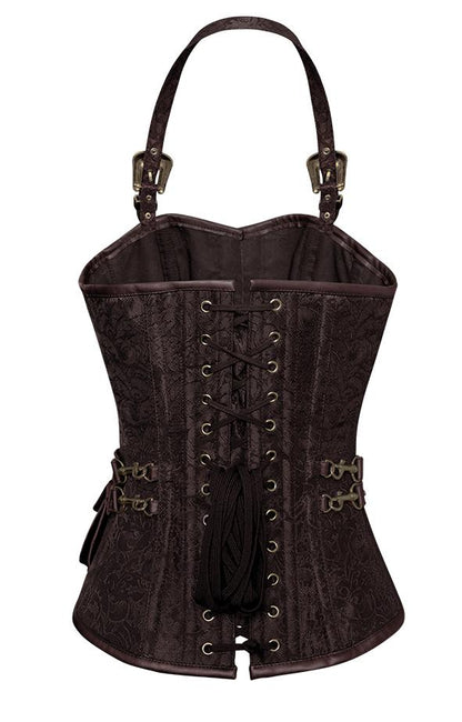 Newton Brown Corset with Strap and Faux Leather Pouch