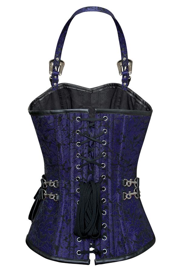 Mbatha Blue Corset with Strap and Faux Leather Pouch