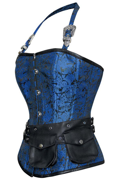 Walters Turquoise Corset with Strap and Faux Leather Pouch