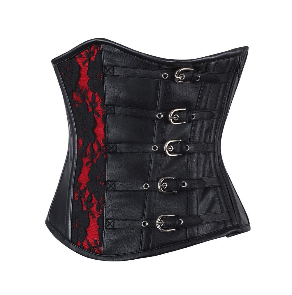Pitman Faux Leather Gothic Underbust Corset