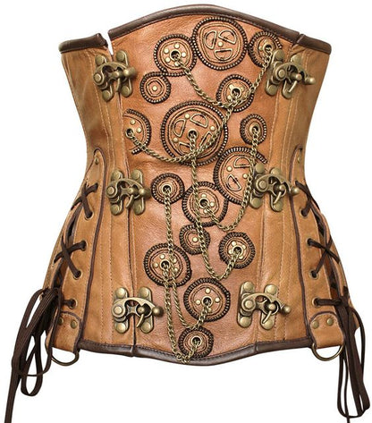 Malcolm Embroidered Crunch Leather Underbust Corset