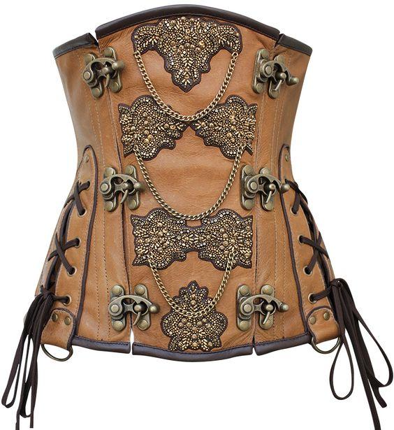 Neville Embroidered Crunch Leather Underbust Corset