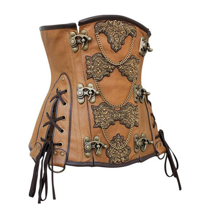 Neville Embroidered Crunch Leather Underbust Corset