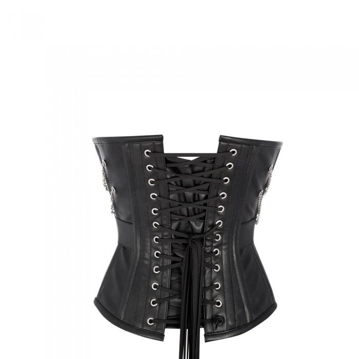 Kathrin Sheep Nappa Underbust Corset With Buckle And Chain Design