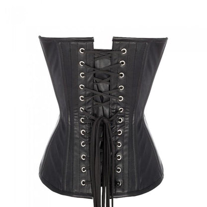 Cavill Black Faux Leather Overbust Corset with Criss Cross Lacing