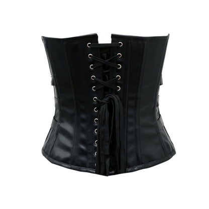 Juno Gothic Corset In Black Faux Leather