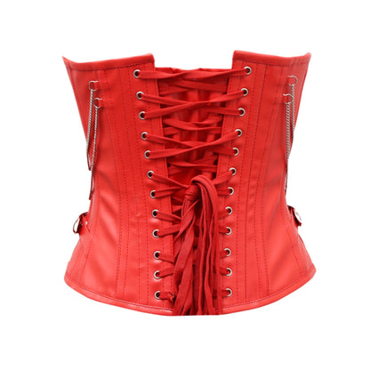 Gabin Overbust Corset In Red Faux Leather
