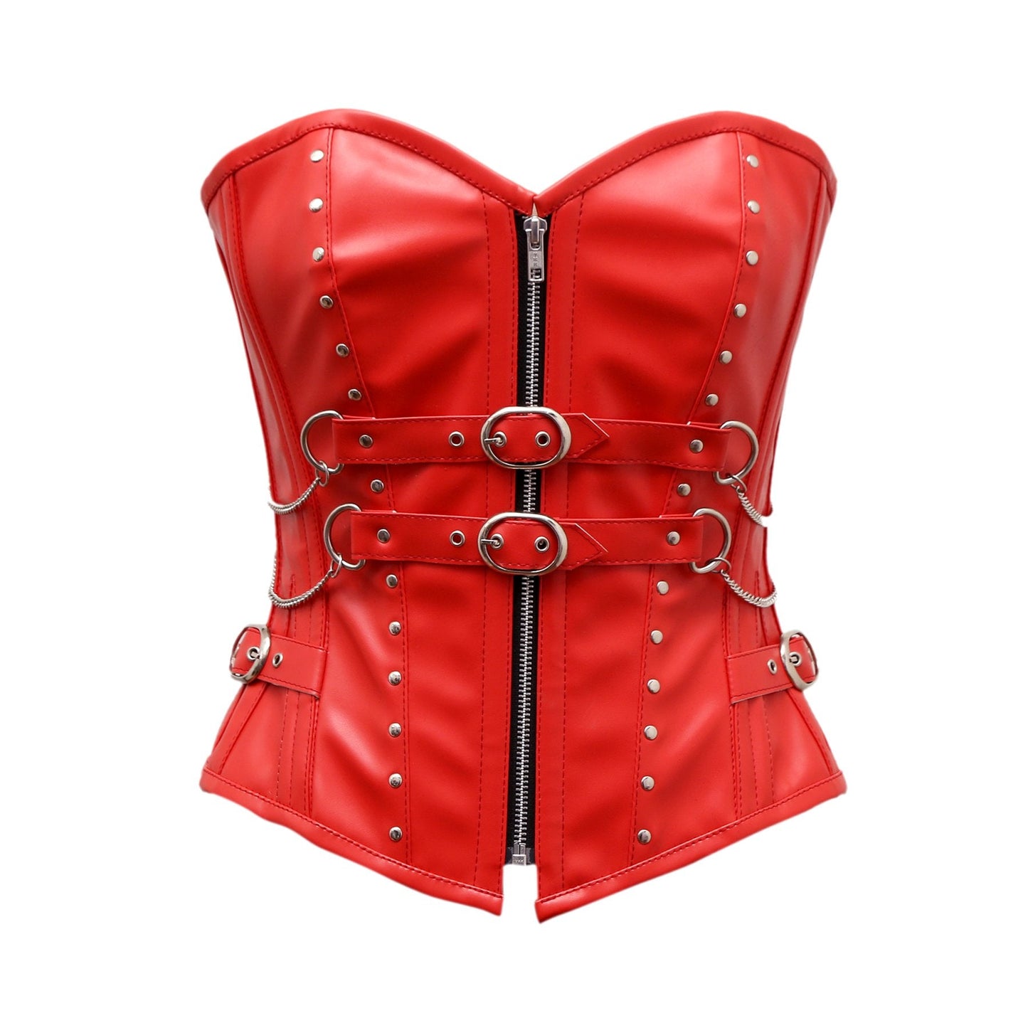 Gabin Overbust Corset In Red Faux Leather