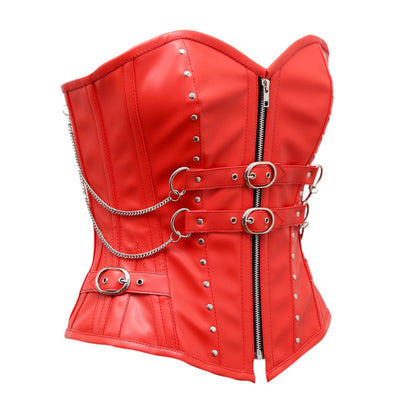 Cates Overbust Corset In Red Sheep Nappa Leather