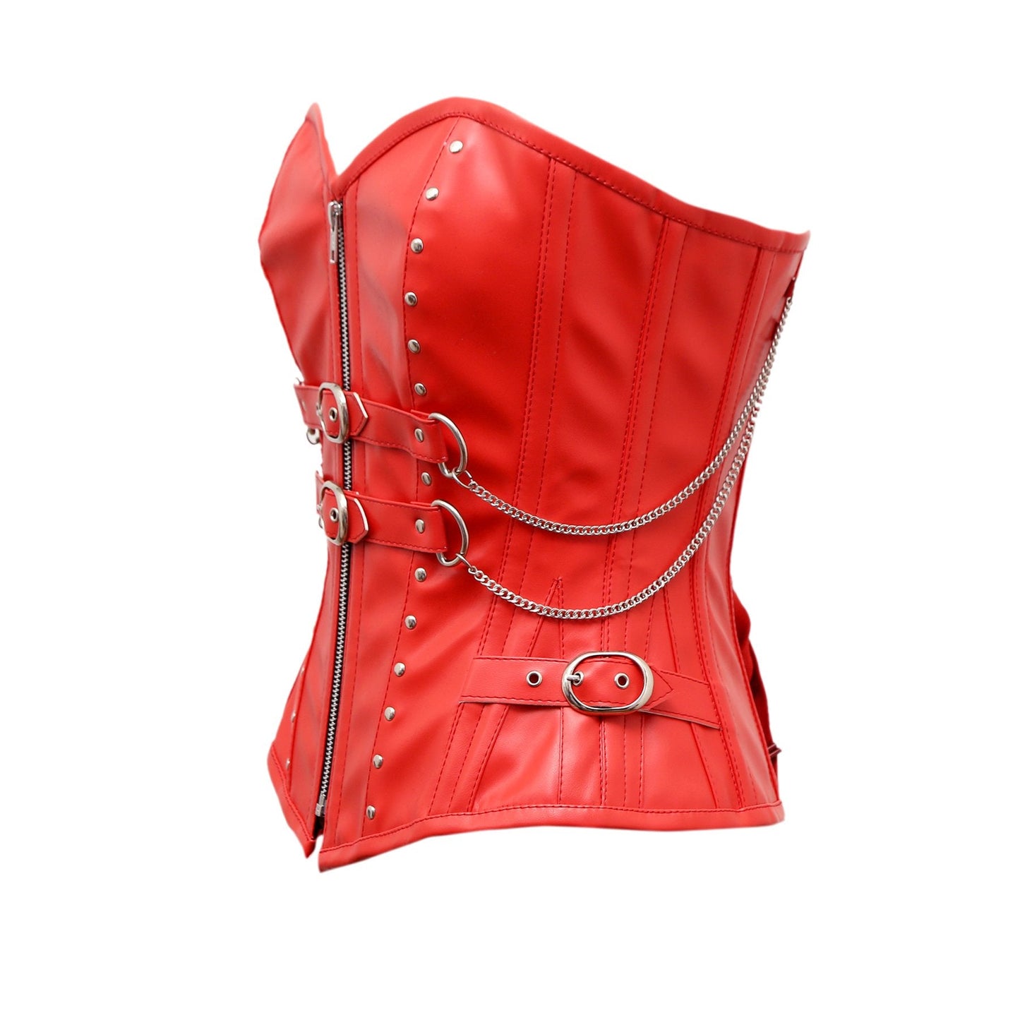 Cates Overbust Corset In Red Sheep Nappa Leather