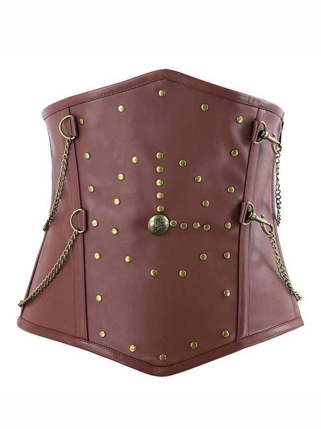 Graz Steampunk Spiral Steel Boned Faux Leather Underbust Corset