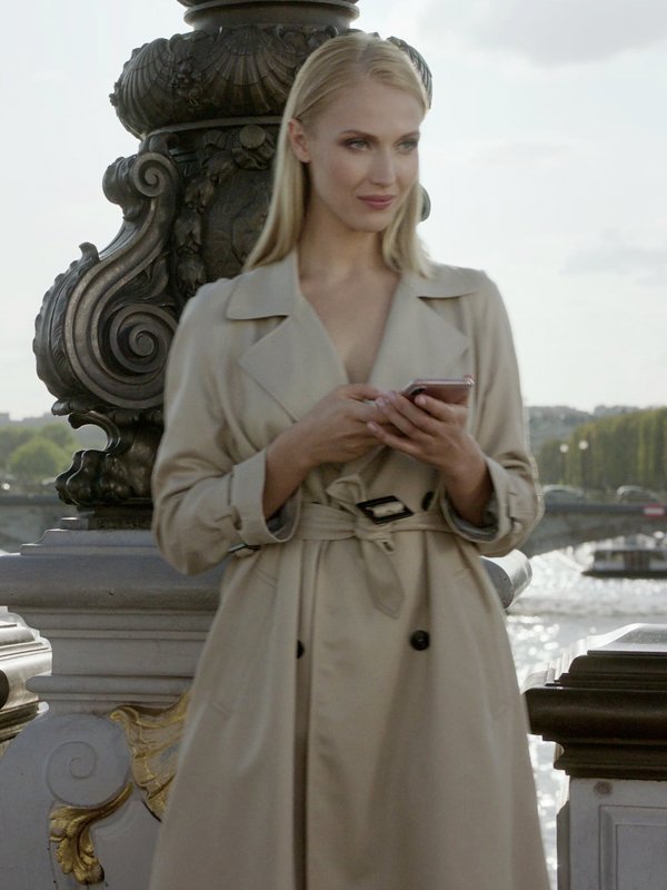 Camille Razat Emily in Paris Camille Cream Cotton Trench Coat
