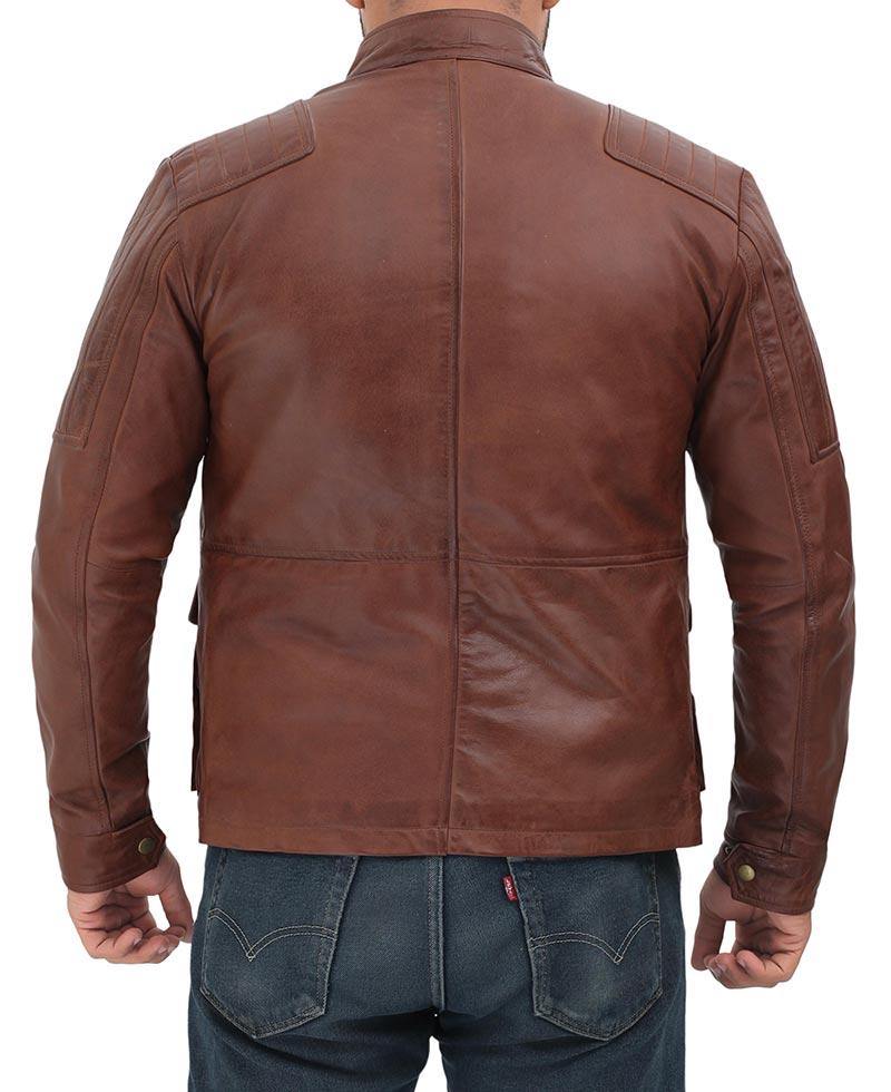 Mens Four Pockets Brown Leather Jackets - Wiseleather