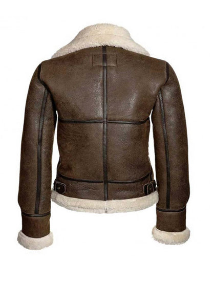 Chocolate Brown Fur Aviator Jacket Women