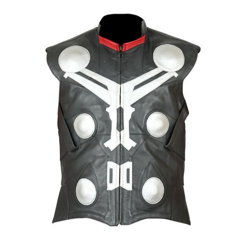 Thor Black Faux Leather Vest