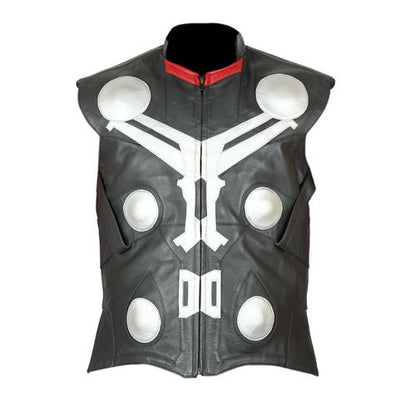 Thor Black Faux Leather Vest