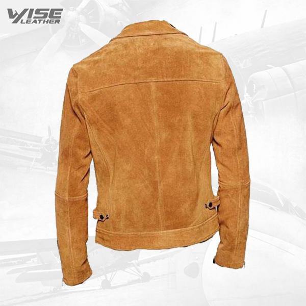 Collared Suede Leather Jacket - Wiseleather