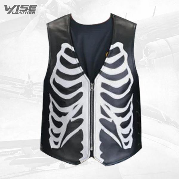 Custom Black And White Bone Vest - Wiseleather