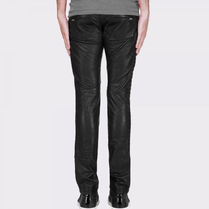 Diamond Tailored Skin Fit Leather Pant - Black Leather Pant