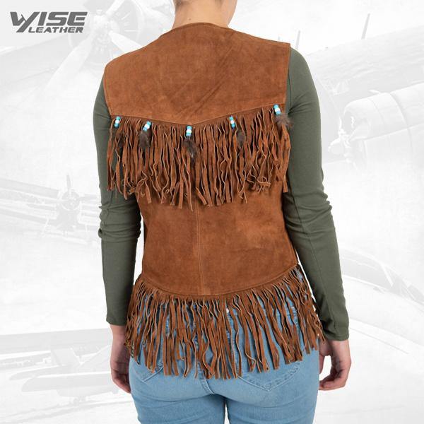 Exclusive women leather vest Jelo pure suede leather - Wiseleather