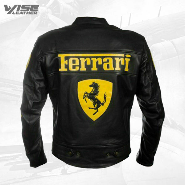 Ferrari Racing Motorbike Leather Jacket in Cowhide Ce Approved Protections