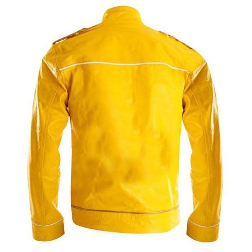 Freddie Mercury Yellow Strap Faux Leather Jacket