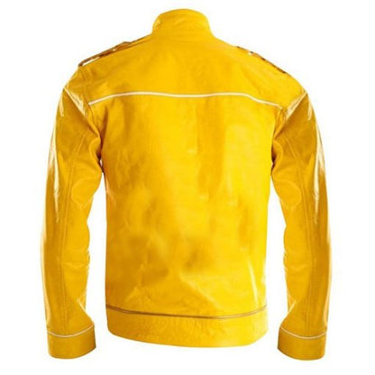 Freddie Mercury Yellow Strap Faux Leather Jacket