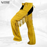 Fringed Western Leather Indian Chaps Pants Western Carnival Fasching - Wiseleather