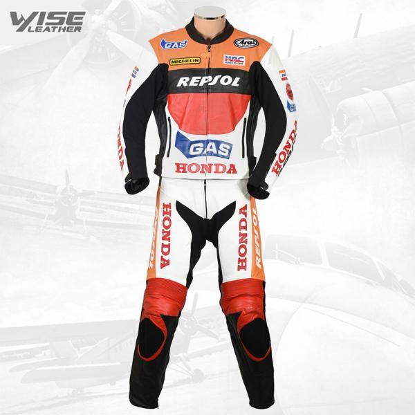 HONDA REPSOL GAS MOTOGP BIKER LEATHER SUIT - Wiseleather